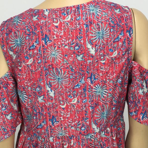 Lucky Brand Red Floral Cold Shoulder Blouse - Picture 7 of 8
